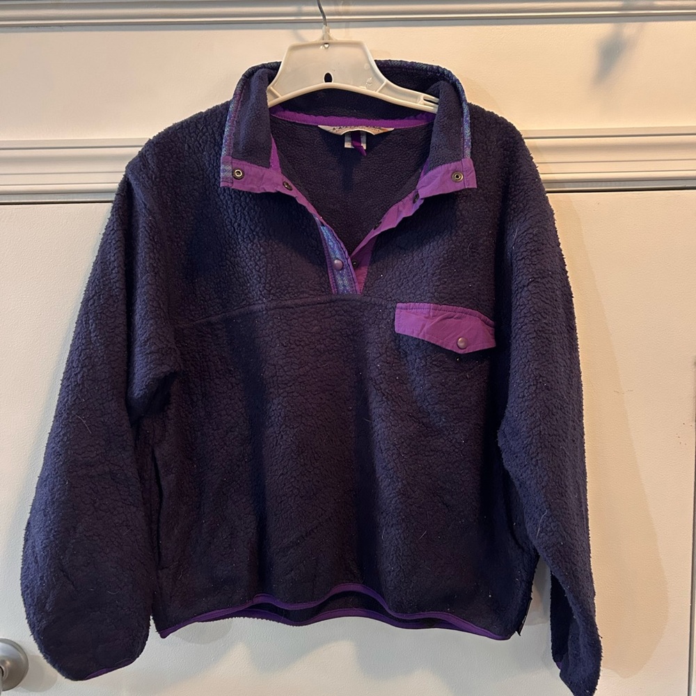 vintage 1980's‎ EASTERN MOUNTAIN SPORTS fleece pullover NAVY womans purple MED